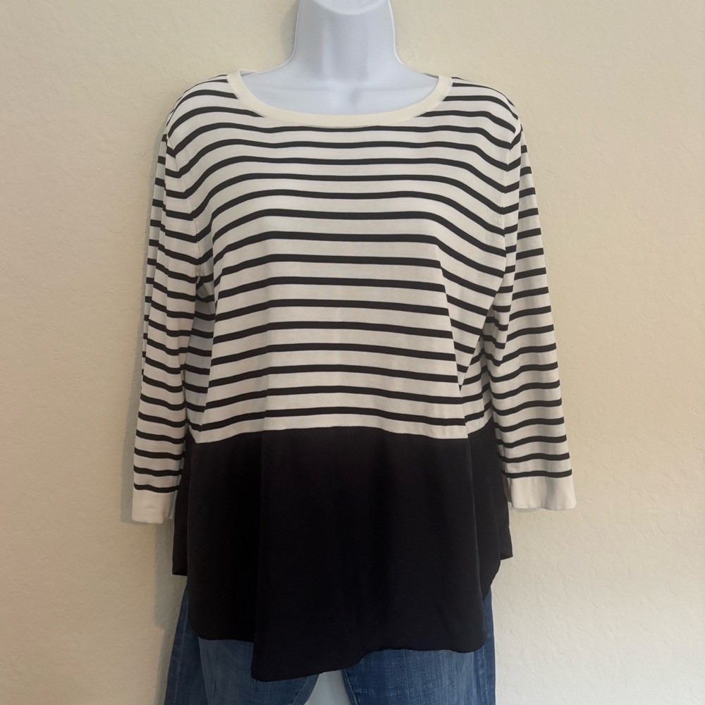 COS Minimal Black Silk Panel Sweater Top Long Sleeve Medium